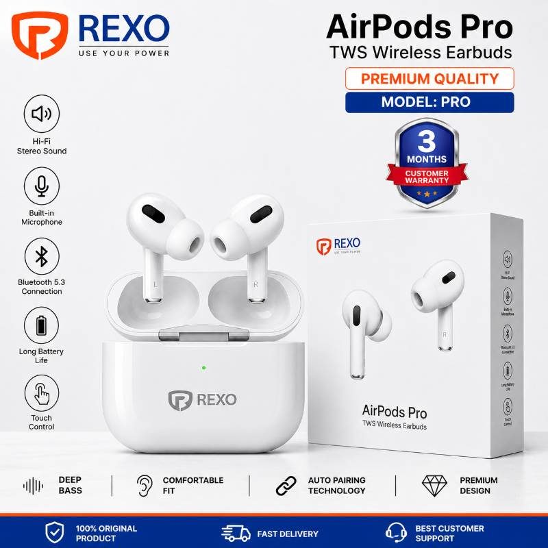 REXO AirPods Pro Style TWS Wireless Earbuds
